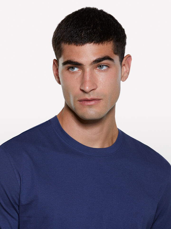 Blue regular fit short sleeve t-shirt  - men's short sleeve t-shirts - Blue | Sisley image number 4